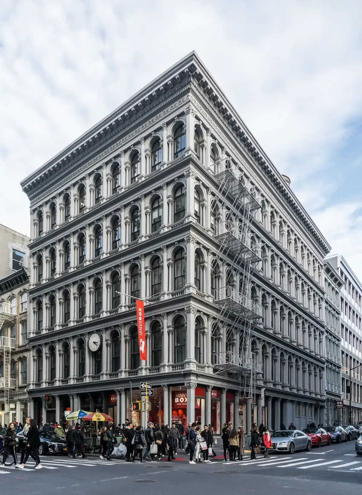 The cast-iron facade of the E.V. Haughwout Building at 488-492 Broadway in SoHo, on a New York architecture tour